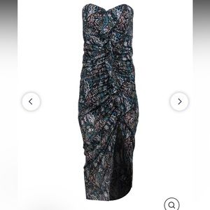 Veronica Beard - Green & Multicolor Bohemian Ruched Strapless Maxi Dress Sz 4